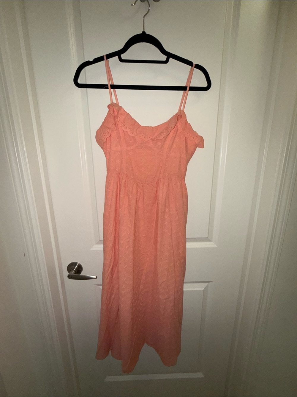 Lulu's Peach Eyelet Midi Dress